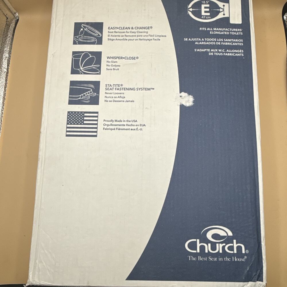 Church 1731SLOW Elongated Enameled Wood Toilet Seat White Whisper Close 18.5 In